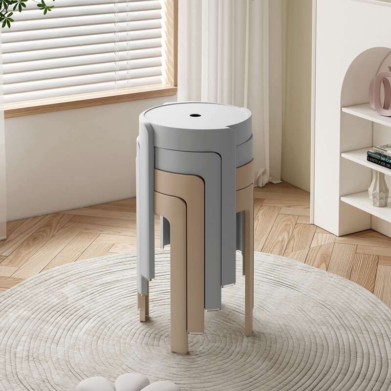 093 stool for household use, thickened round stool, modern simple creative living room dining table, plastic high chair that can be and stacked