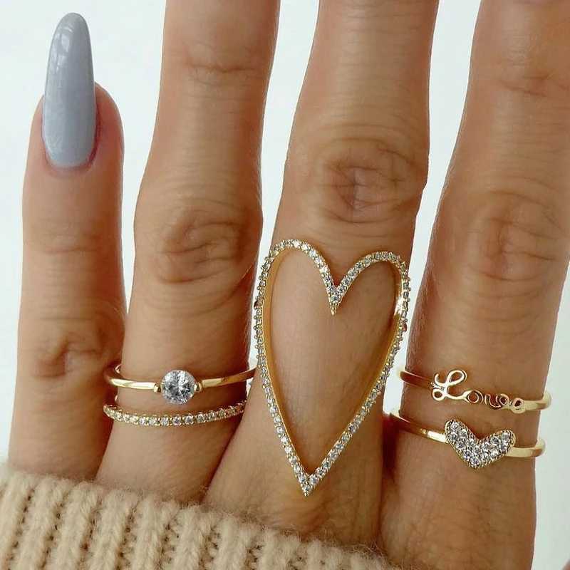 Fashionable Sparkling Zircon Butterfly Ring Set Imitating Pearl Wave Lotus Elegant Star Moon Heart Shaped Geometric Ring Womens Jewelry Gift W250111