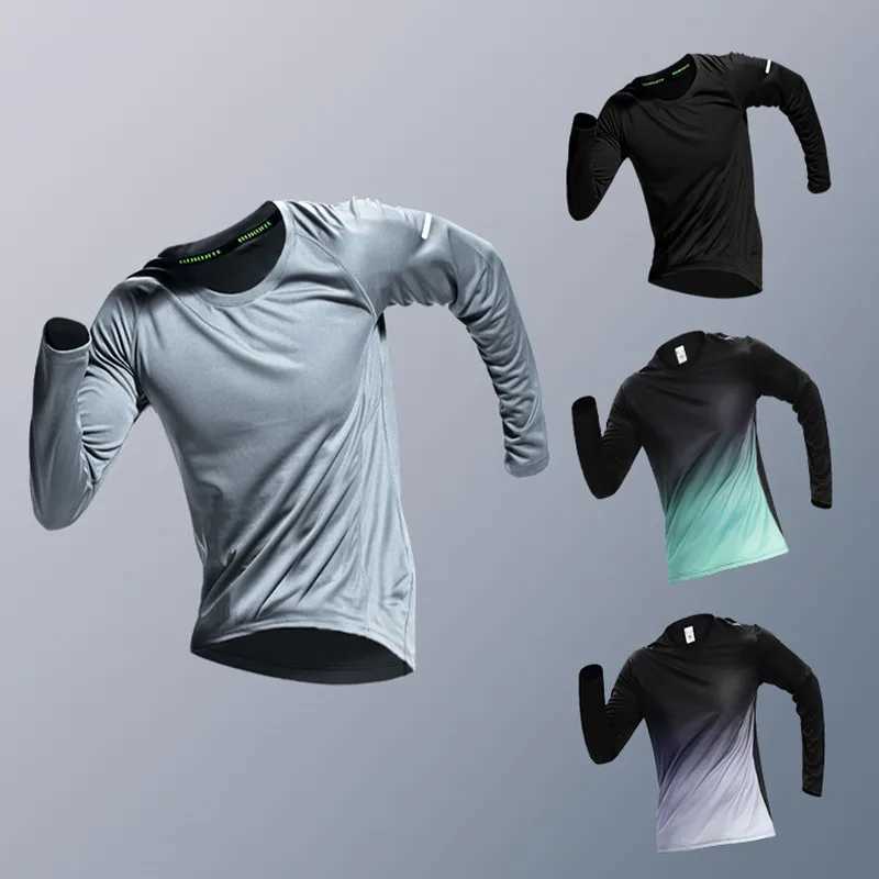 Sports T-shirt mens long sleep loose and fast drying casual running clothes for all seasons fitness top W250111