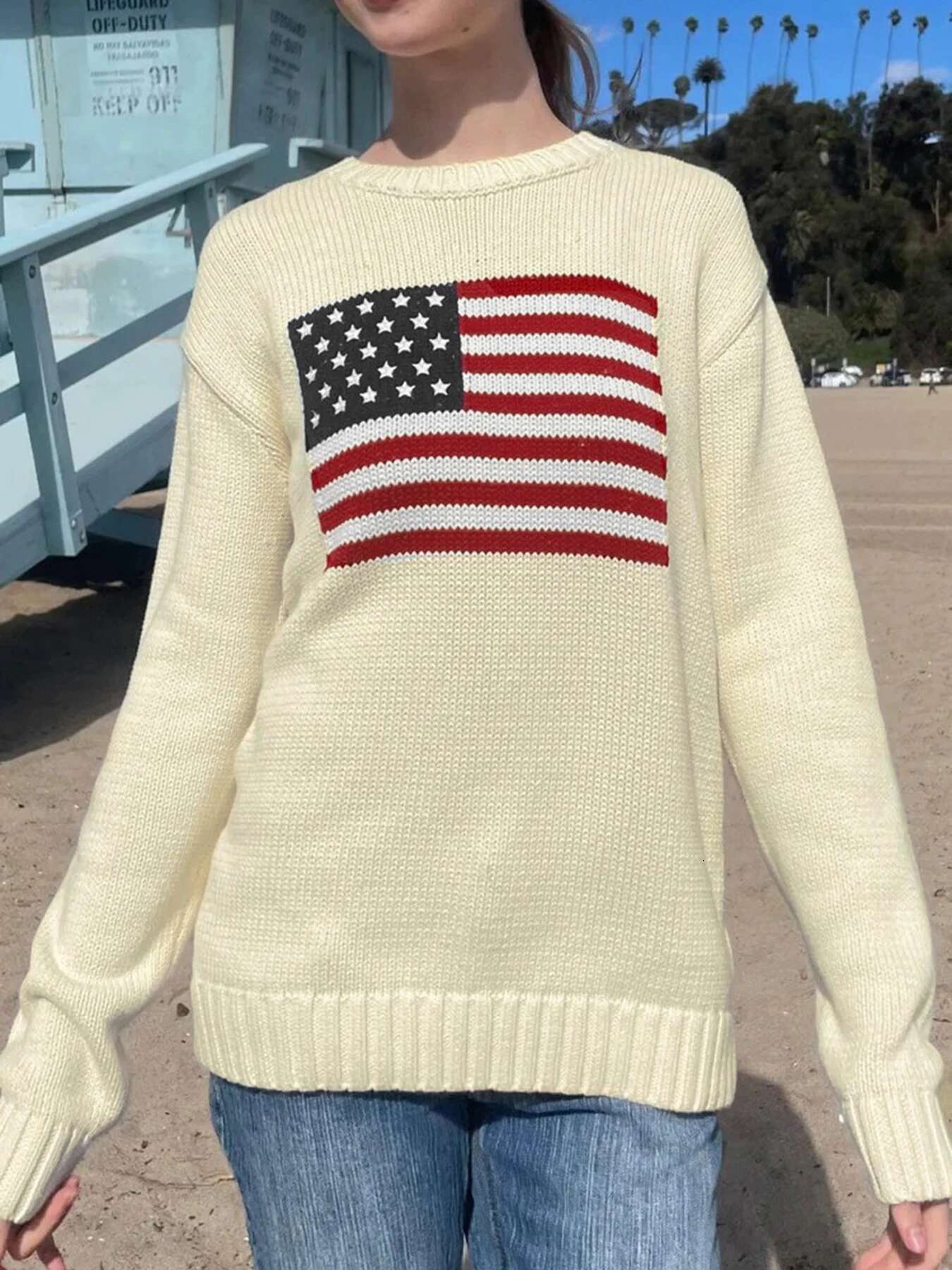 Cuteandpsycho Autumn Graphic Print Knit Sweaters Crewneck Haruku Aesthetic Pullovers Y2k Vintage Casual Loose Outfits Women