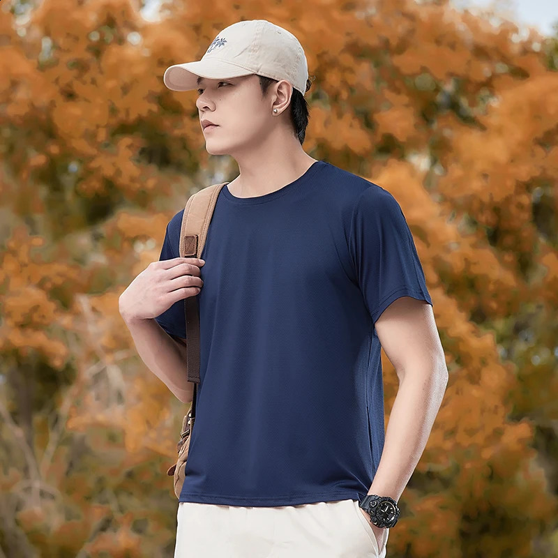 Quick Dry Sport Fashion T Shirt MenS Short Sleeves Summer Casual Black Green OverSize 6XL 7XL Top Tees GYM Tshirt Clothes 250108