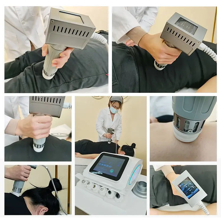 Portable ESWT Extracorporeal Shock Wave Muscle Massage Pain Relief Injury Rehabilitation Pneumatic Shockwave Body Care Machine with 7 Heads
