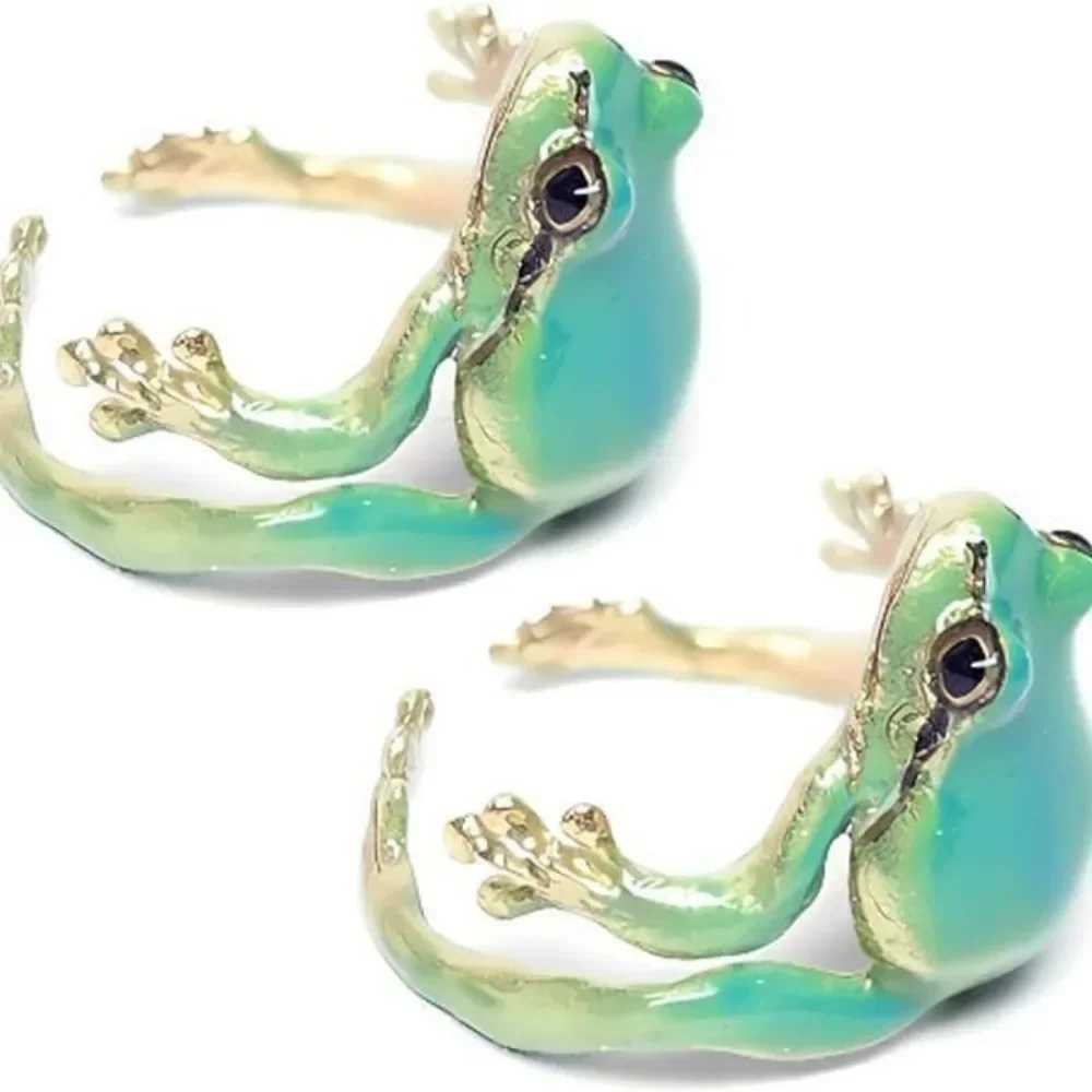 Mini Green Tree Frog Ring Frog Open Ring Female Metal Cute Animal Adjustable Finger Ring Jewelry Birthday Party Gift New W250111