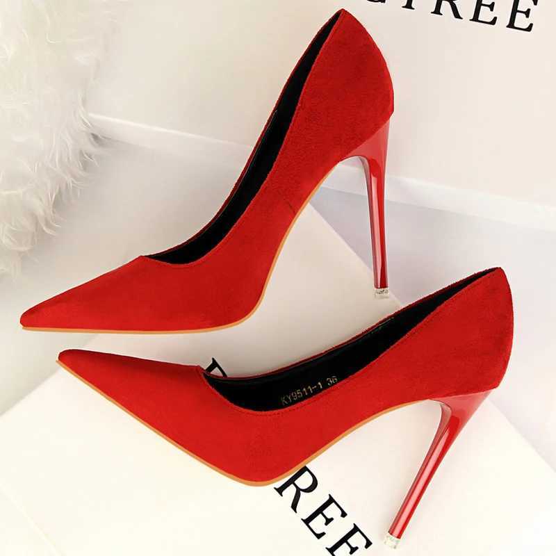 New Arrival BIGTREE shoes classic high heels womens pump sexy office shoes slim high heels fashionable large-sized womens high heels pump gray green T