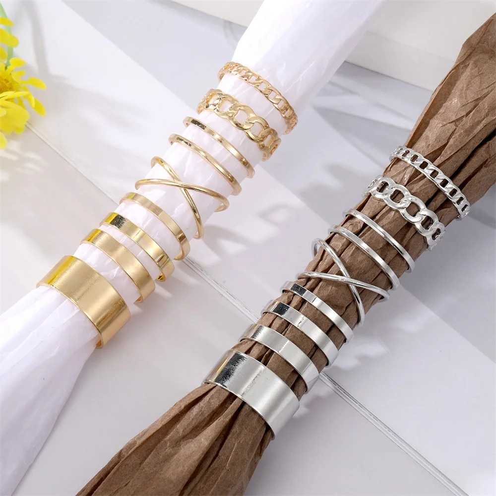 Bohemian Cross Wide Ring Set Suitable for Women Simple Chain Finger Tail Ring 2022 New Bijoux Jewelry Gift Ring W250111