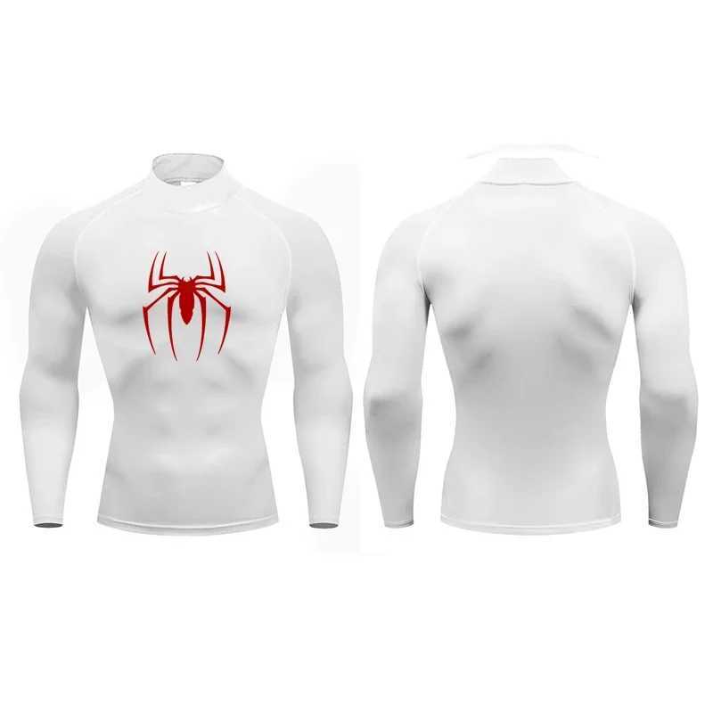 Running T-shirt mens compression shirt autumn tight fitting long sleeved fitness T-shirt red spider sports shirt quick drying fitness suit W250111