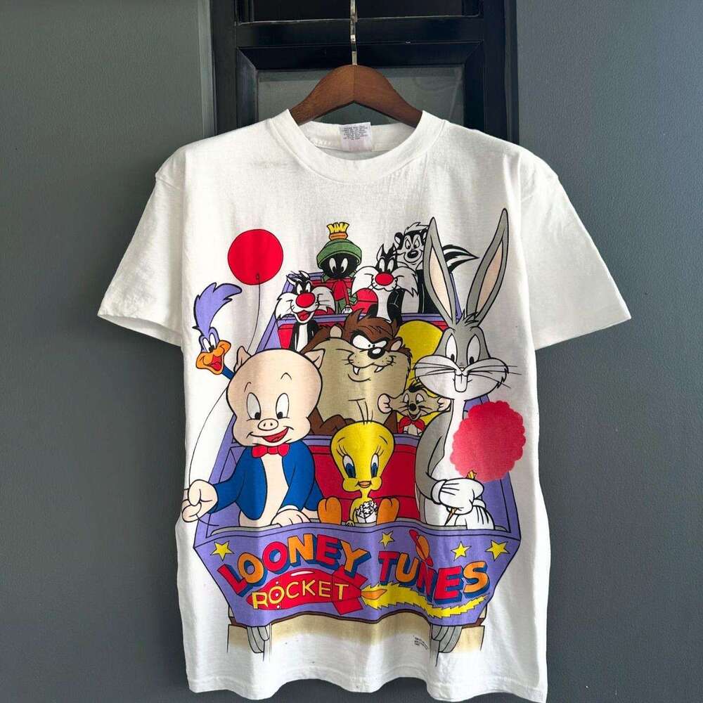 Looney Tunes Cartoon Anime Printed Short Sleeve American Nostalgic Loose Versatile T-shirt Cute Top