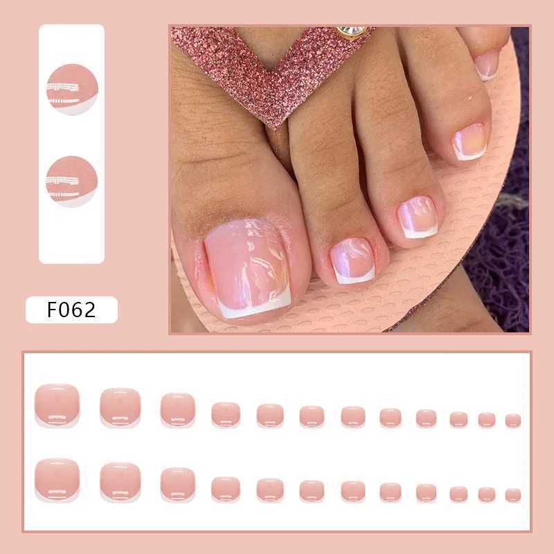 White French Press on Nails Fake Nails Tips with Sticker False Toenail Design Butterfly Lovely Girl False ToenailXJ250110