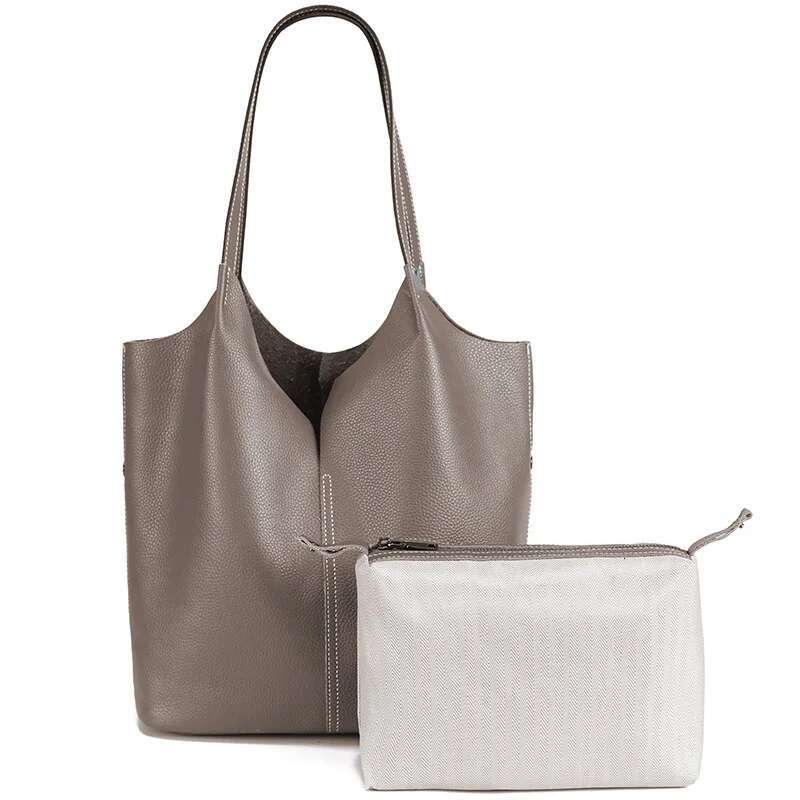Women's Handbag Made Of Top Layer Cowhide, 2025 New Tote With Large Capacity Ladies' Versatile Single Shoulder Bucket Bag