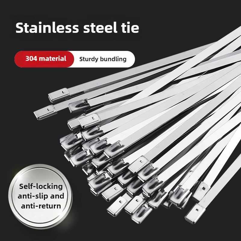 304 stainless steel zipper self-locking 4.6mm metal high-temperature resistant adhesive clamp W250111