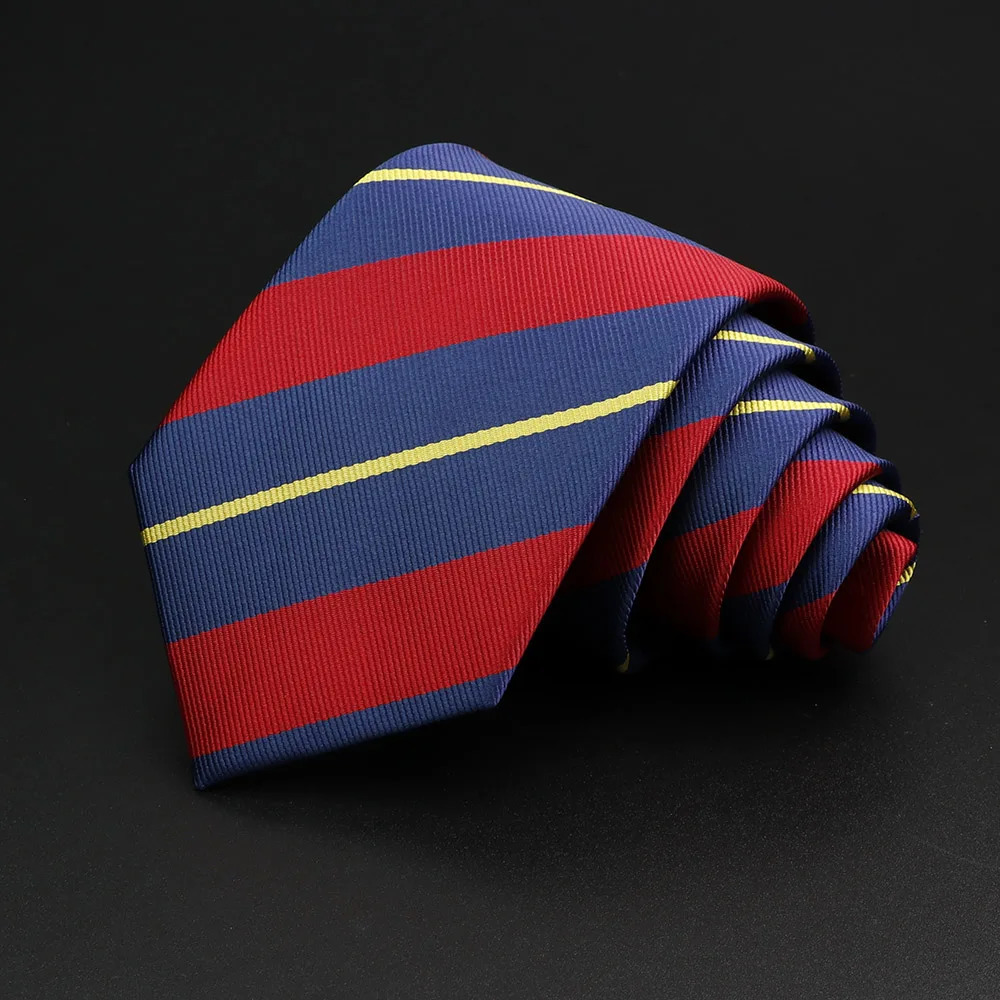 Mens Tie Classic Stripe 7cm Jacquard Red Blue Green Necktie Daily Wear Cravat Wedding Party Dress Accessories Gift For Man 250103