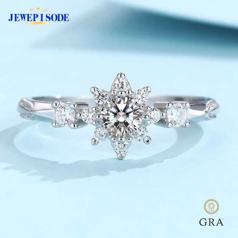 Real 925 sterling silver Simple Sparkling Round 4MM 0.3CT womens moissanite ring GRA certified laboratory diamond finger ring W250111