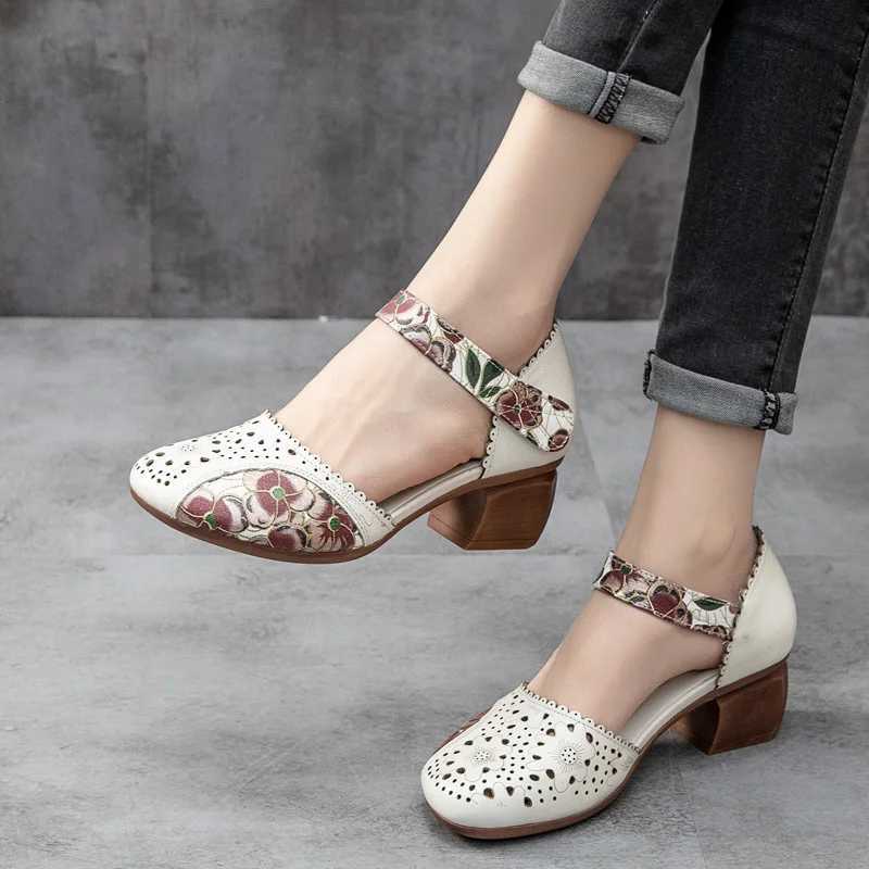 New Arrival New style womens genuine leather shoes sandals high heels summer cool beach hollow flower shoes womens luxury sandals T250110