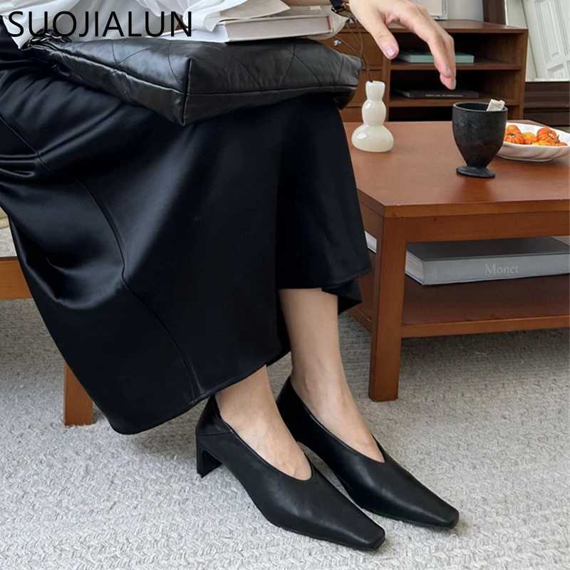 New Arrival SUOJIALU Autumn Womens Pump Shoes Fashion Shallow Smooth Womens Eelgant Single Shoes Square High Heels Outdoor Dress Pump T250110