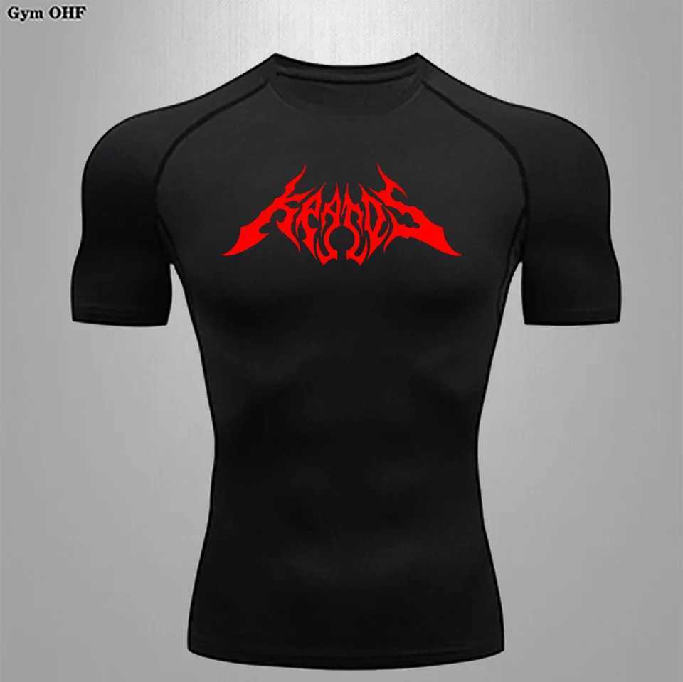 Mens casual T-shirt anime printed clothing quick drying slim fit ultra-thin round neck training T-shirt soft gym top W250111