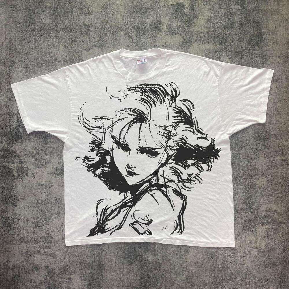 Inspiration American round neck washed creative short T-shirt, street versatile, gender free, half sleeved