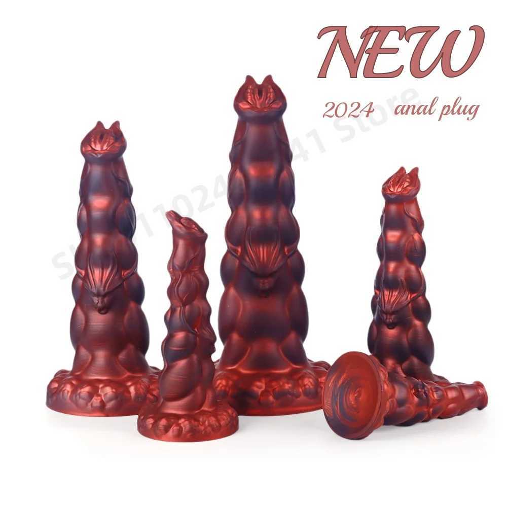 Toys adultes 4 tailles Alien Knot Anal Dildo GODE plug Silicone Penis Big Sexy Toys Femme Man Textures réalistes Soft Butt Butt Plug Adult Shop H