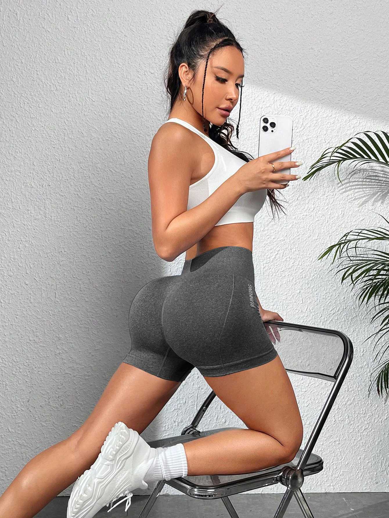 Workout Shorts Women Seamless Scrunch Butt Lifting High Waisted Gym ShortsXJ250111