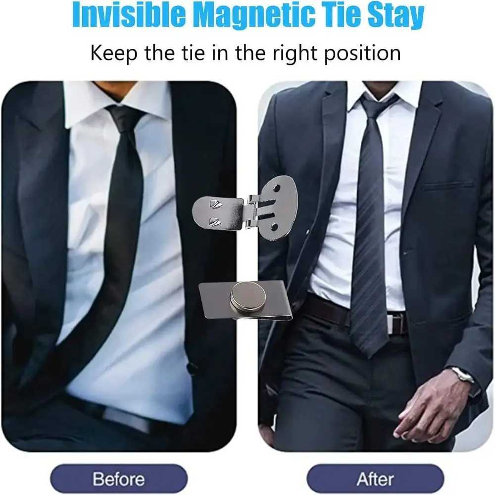 Magnetic invisible tie clip with automatic fixing buckle anti wrinkle and anti swing tie clip W250111