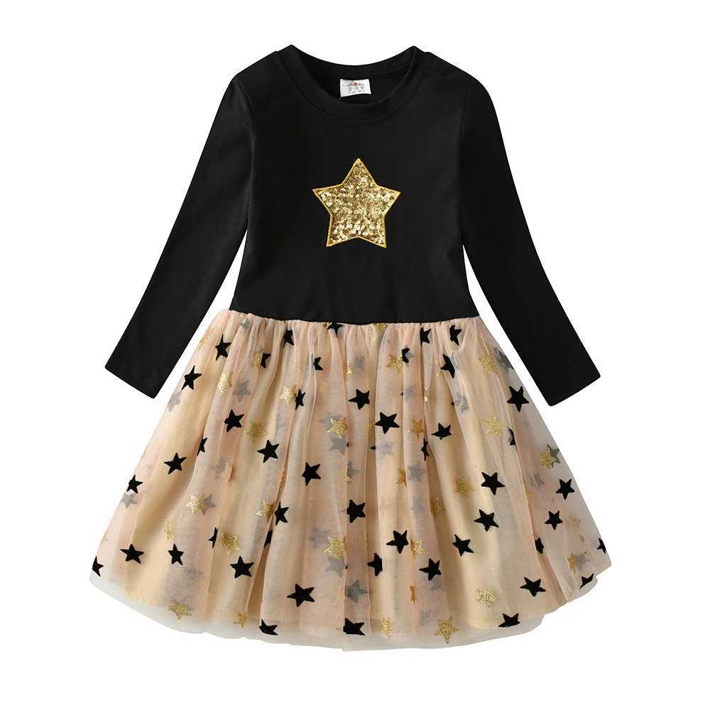 Vegeta Childrens Autumn Girls Dress Star Glitter Princess Dress Girls Long Sleeve Par Vest Girls Dress Childrens Clothing W250111