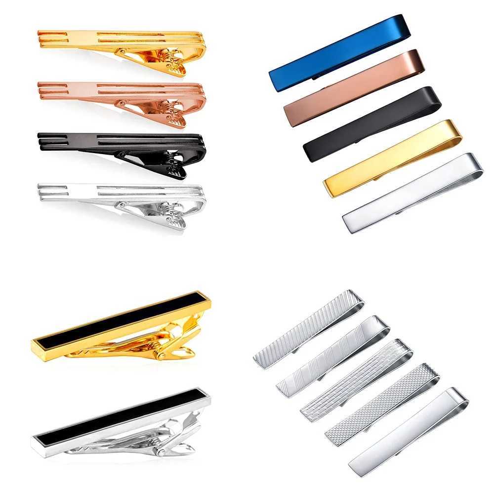 Mens Tie Clip Set Simple Flat Belt Design Gold/Rose Gold/Black Tie Clip 4-Color Mens Jewelry TC147QC25 W250111
