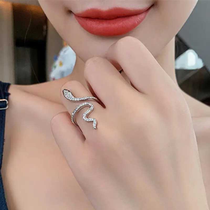 Charm Aesthetic Crystal Zircon Snake Ring Opening Adjustable Animal Rings for Women Temperament Jewelry Accories Girl GiftsXJ250110