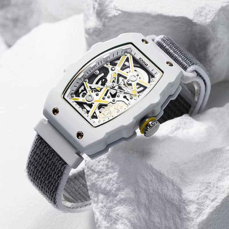 Wristwatches Ronmar bucket shaped mechanical design fashionable and versatile womens quartz Velcro strap RM-QB01 J250106