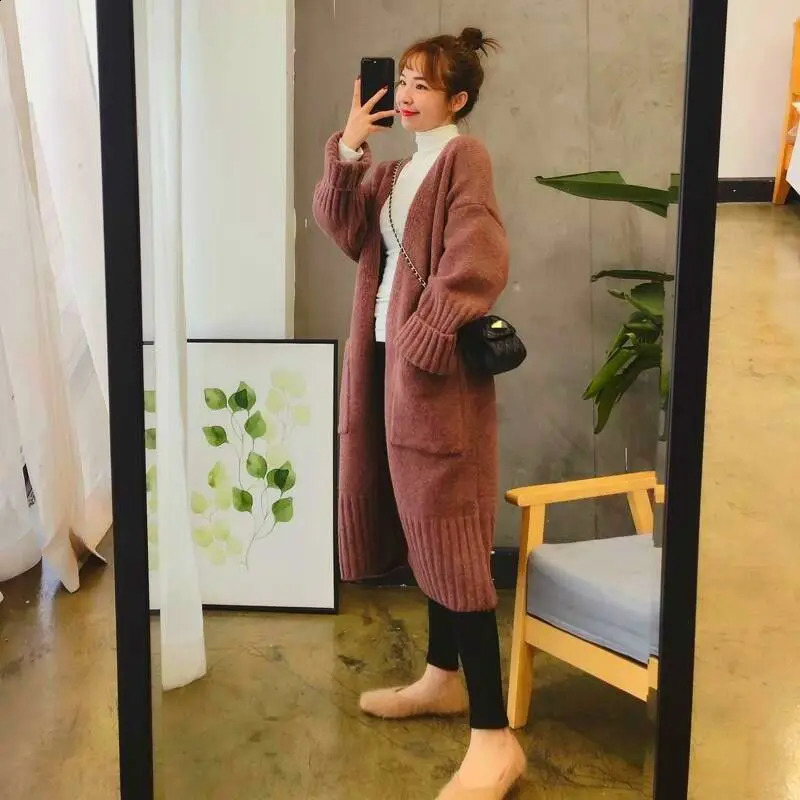 Sweater Cardigan Female Korean Spring and Autumn Sweater Coat Women Loose Medium Length Versatile Knitted Cardigan 250106