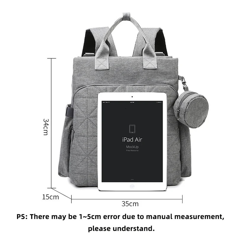 PANGDUBE 35*34*15cm Dad Bag Father Backpack for Baby Diaper Bag with 2pcs Stroller Hooks Small Accessories Bag Mommy Backpack 250106