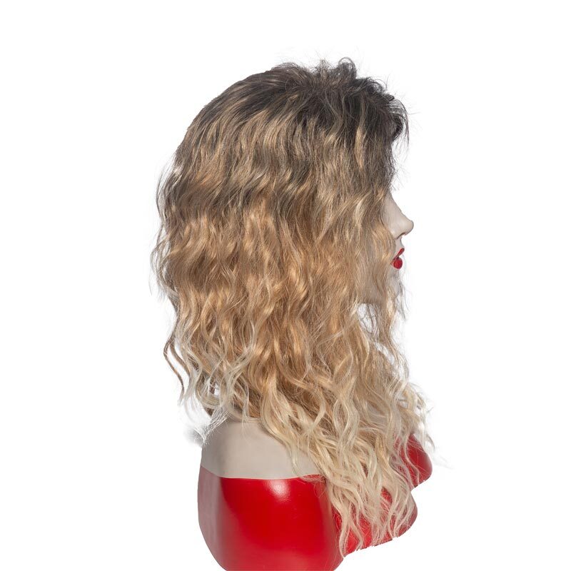 Womens Fashion Long Wavy Synthetic Hair Blonde Ombre Curly Wigs Fluffy Heat Resistant Fancy Dress Party For Lady Perucas