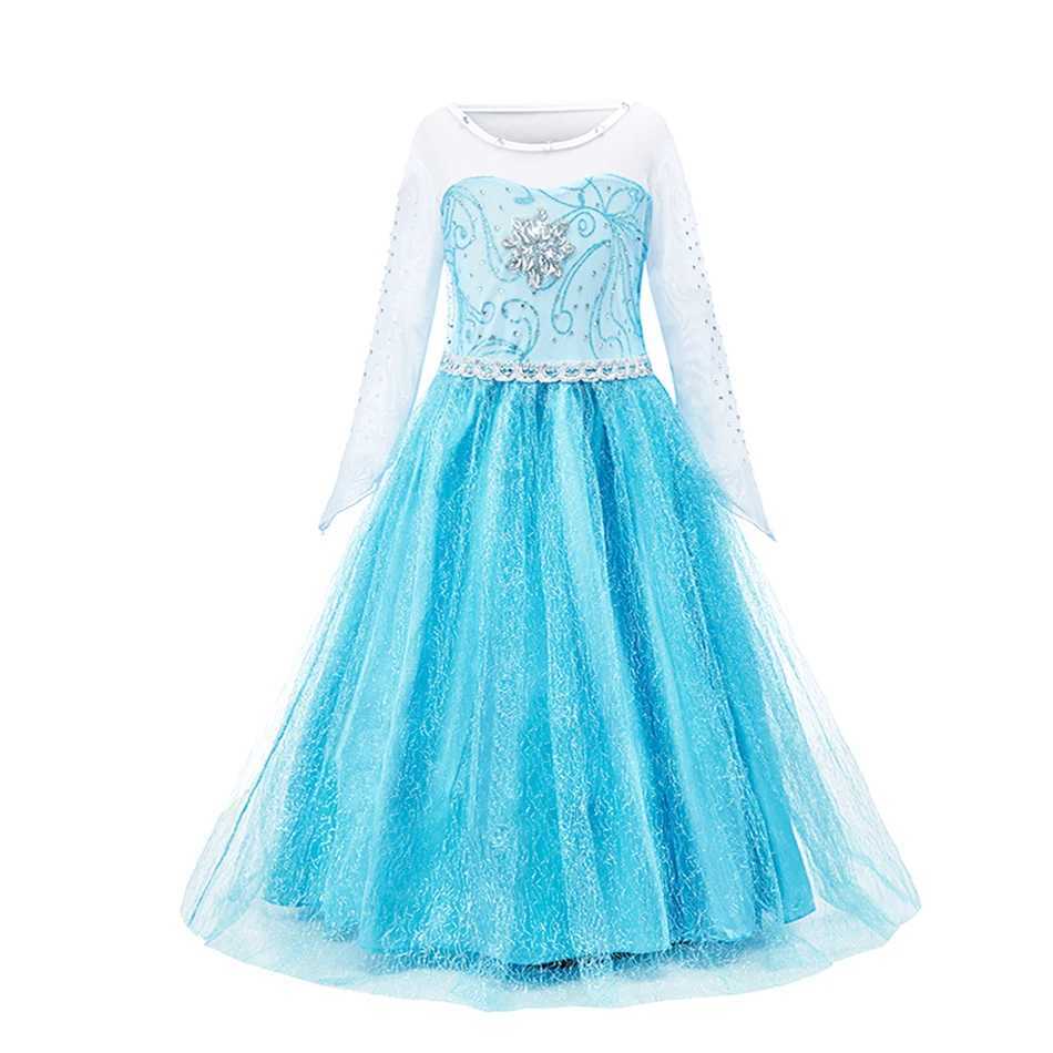 Elsa Snow Queen Girls Dress Princess Dresses Anna Kids Fancy Children Vestitos Birthday Carnival Fancy Par Rapunzel Disguise W250111