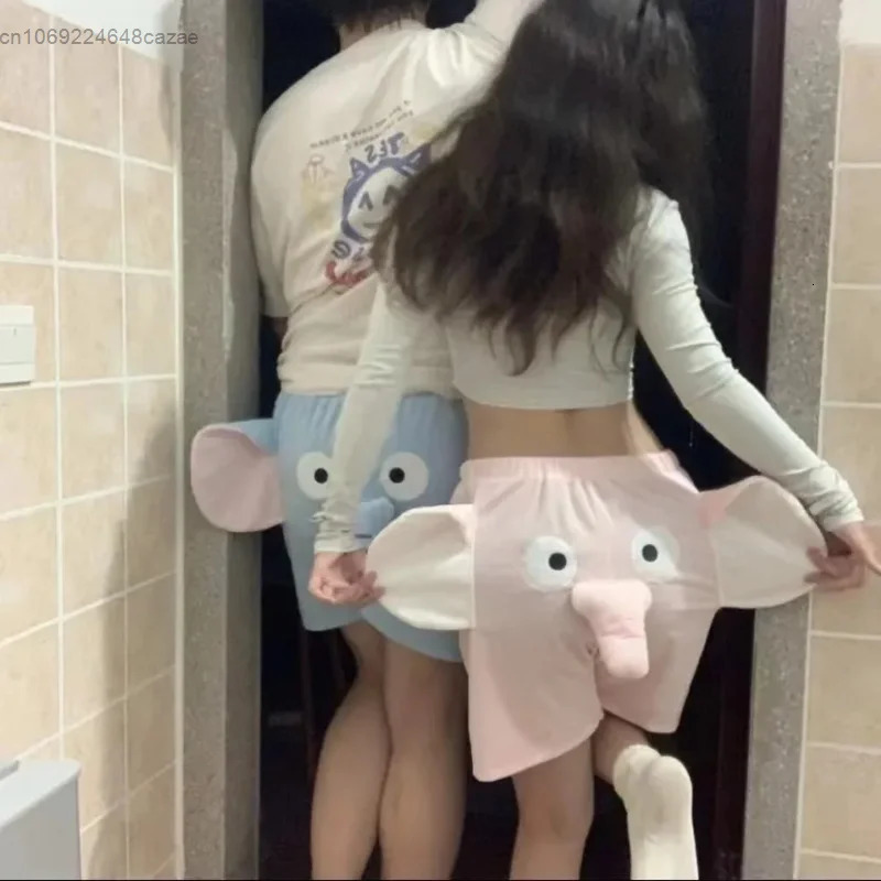 TikTok womens mens shorts cute little fly elephant summer cartoon 3D pajamas couple soft home shorts Kawaii 250109
