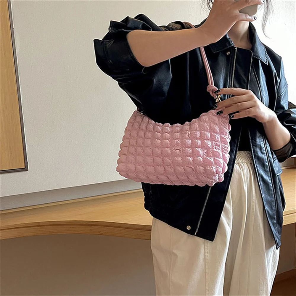 Quilted Padded Shoulder Bag Pleated Bubbles Cloud Large Capacity Handbag Tote Bags Bucket Ruched Handbags 250106