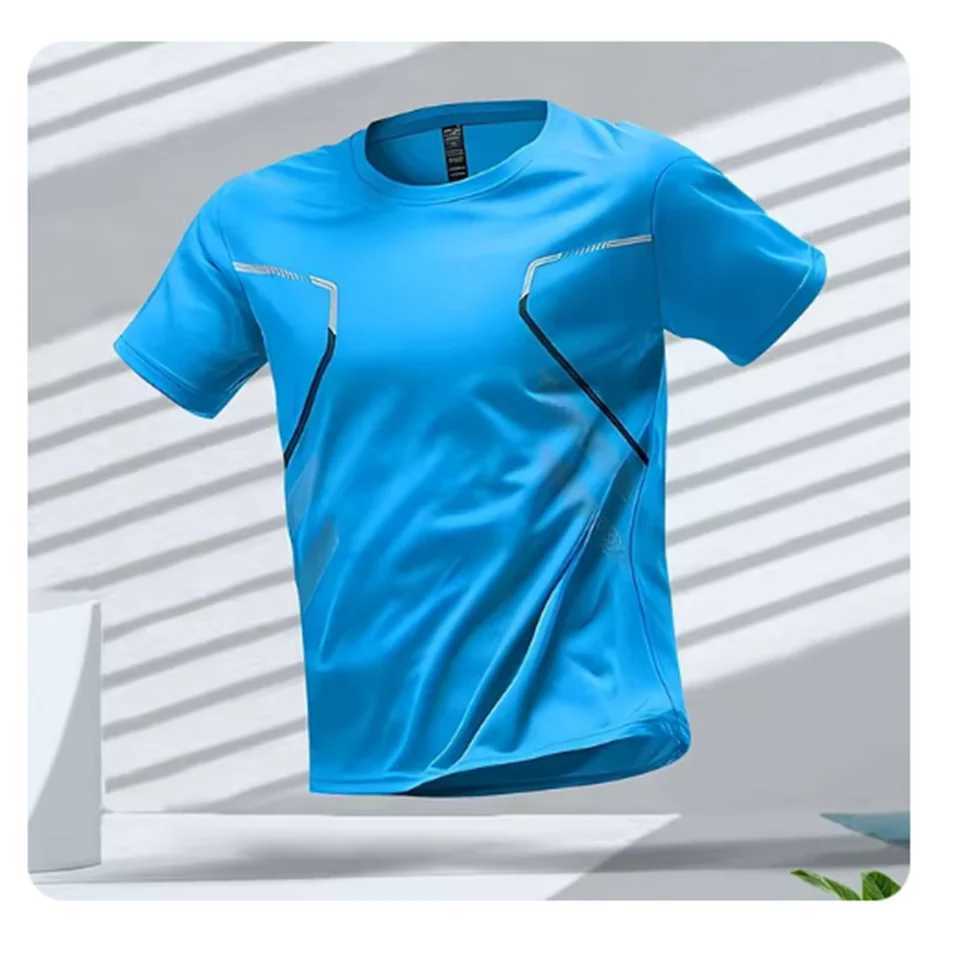 Mens T-shirt Sports Running T-shirt Mens Fast Drying Breathable Short Sleeve Round Neck Activity T-shirt Outdoor Exercise Mens Clothing W250111