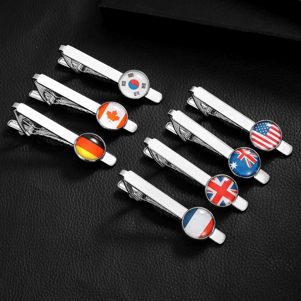 Classic national flag pattern charm tie clip for mens jewelry in the United States United Kingdom Germany France Canada South Korea Australia W250111