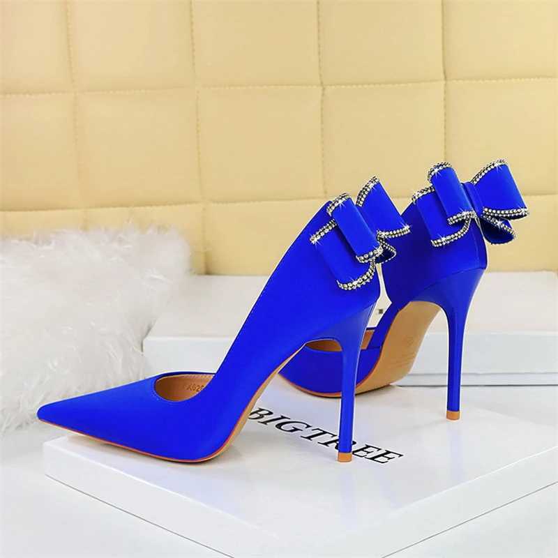 New Arrival BIGTREE Sexy Fashion Party Pump Wedding Elegant Womens High Heels Shallow Mouth Corner Side Rhinestone Bow Single Shoes T250110