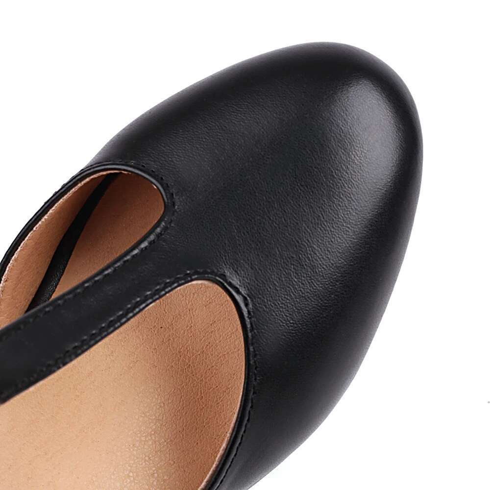 Plus Size 40 43 High Heel Shoes Round Toe Heels Retro Womens Platform Pumps With Party Wedding Footwear T Strap Female Sandals