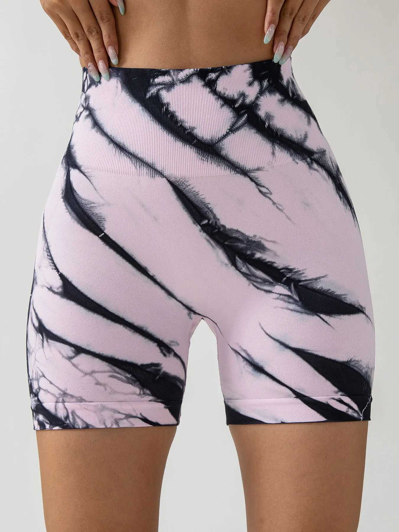 Tie Dye Seamless Push Up Yoga Shorts For Women High Waist Fitness Workout Running Cycling Sports Gym Shorts Peach Butt ShortsXJ250111