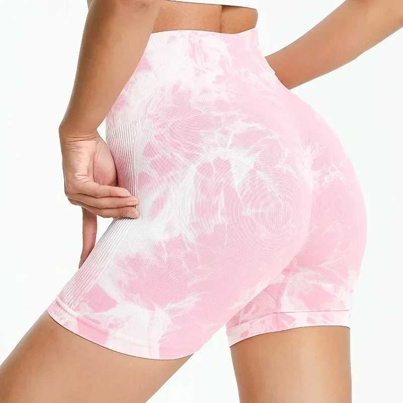 High Waisted Shorts for Quick Drying Fitness Training Pants Womens Sports Peach Buttocks Tight Belly Tie Dyed Workout ShortsXJ250111