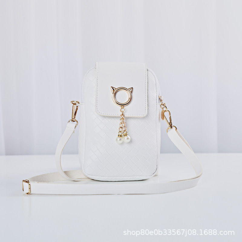 Mobile phone bag, fashionable women's shoulder bag, white, black, brown, black, green