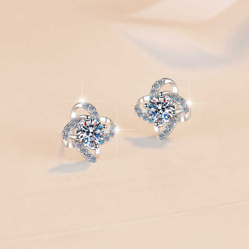 Fine Jewelry Fashion windmill 0.5CT Round Diamond Studs Earrings GRA Certified Moissanite S925 sterling silver earrings
