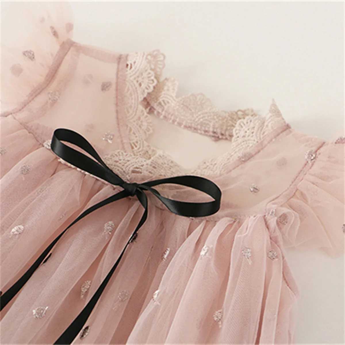 3-8 year summer princess girl dress floral print ruffled sleeves lace Tutu mini dress W250111