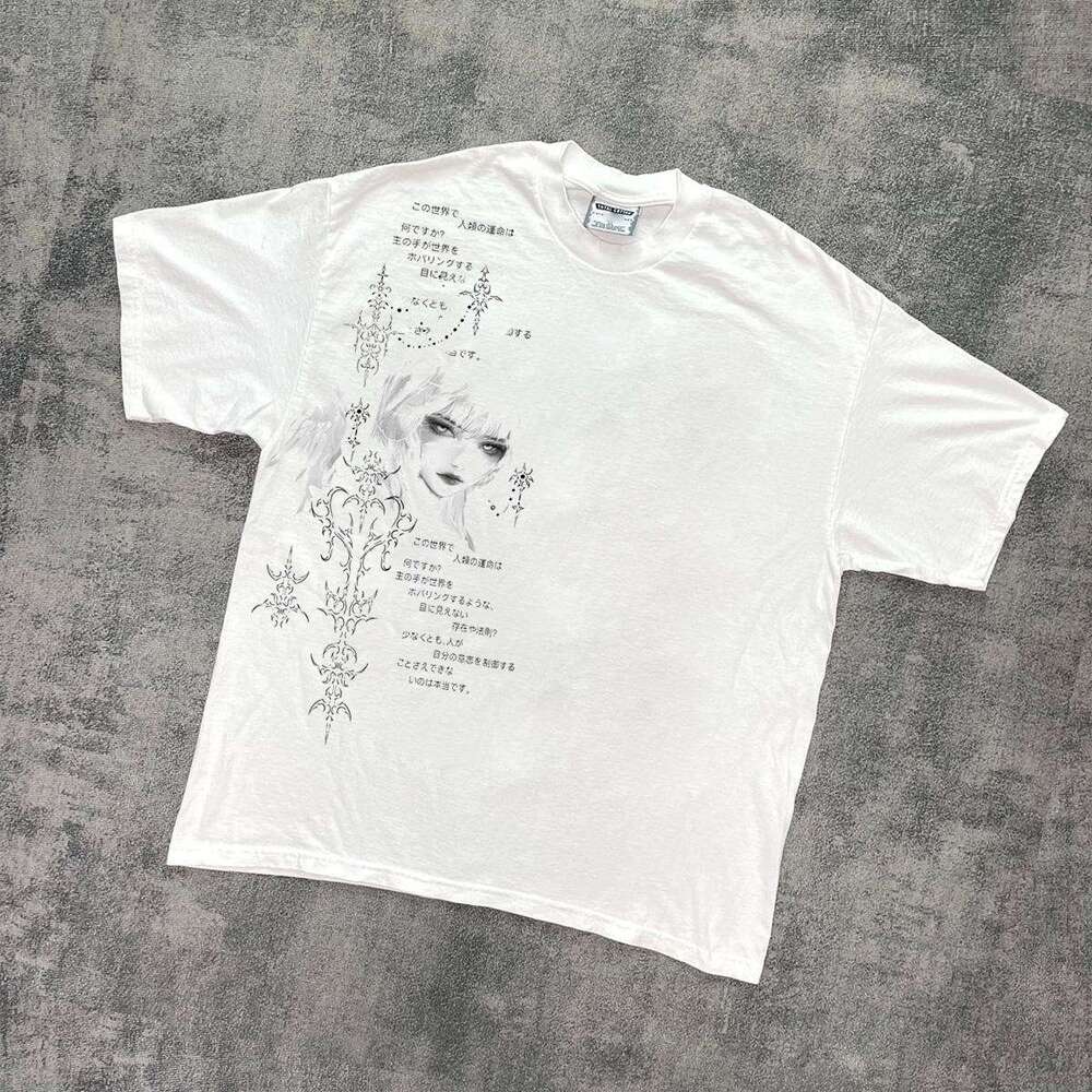 Inspiration: American style vintage hand-painted printed short T-shirt, street trend, versatile, genderless, half sleeved