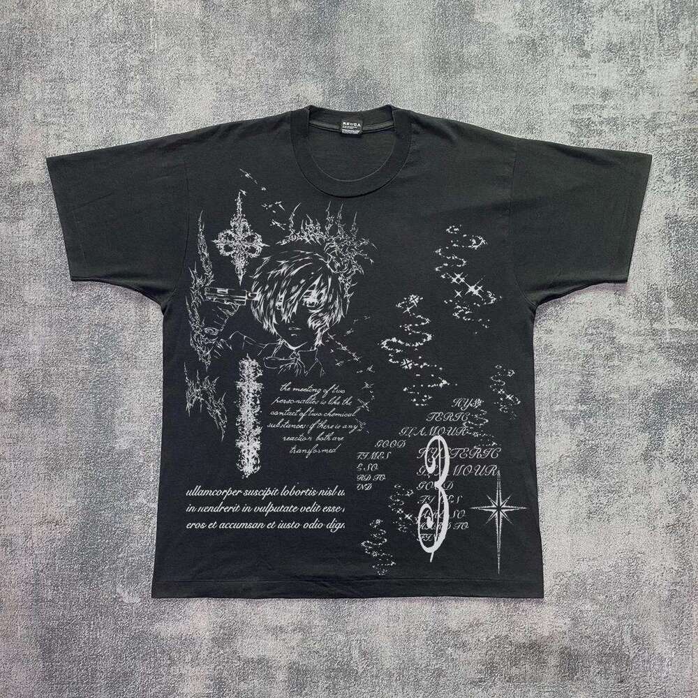 Inspiration washed nostalgic hip-hop high street cool casual unisex men's round neck short sleeved T-shirt