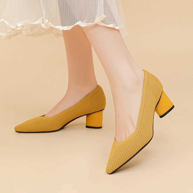 New Arrival Womens high heels knitted breathable anti slip rubber sole 2025 new version 6cm high T250110