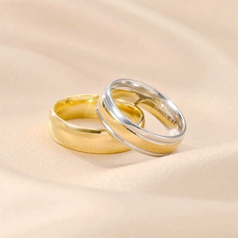 Simple 6mm Ring for Women Men Prevent Allergy High Polished Wedding Rings Stainl Steel Couple Finger Jewelry GiftsXJ250110