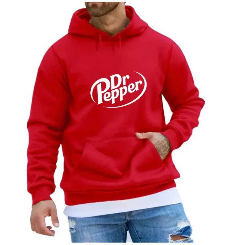 Autumn Warm Dr Pepper Letter Printed Hoodies Street Men Fashion Fleece Sweatshirts Casual Unisex Pullover TopsXJ250111