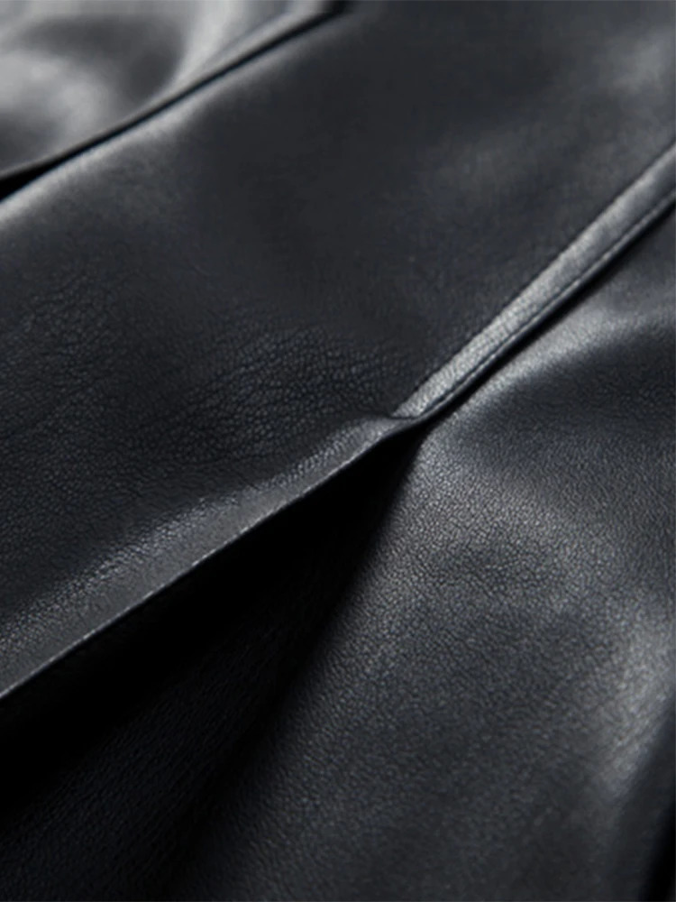 Nerazzurri British Style Brown Leather Trench Coat for Women Double Breasted Runway Fashion 2023 Fitted Soft Faux Blazer 250103