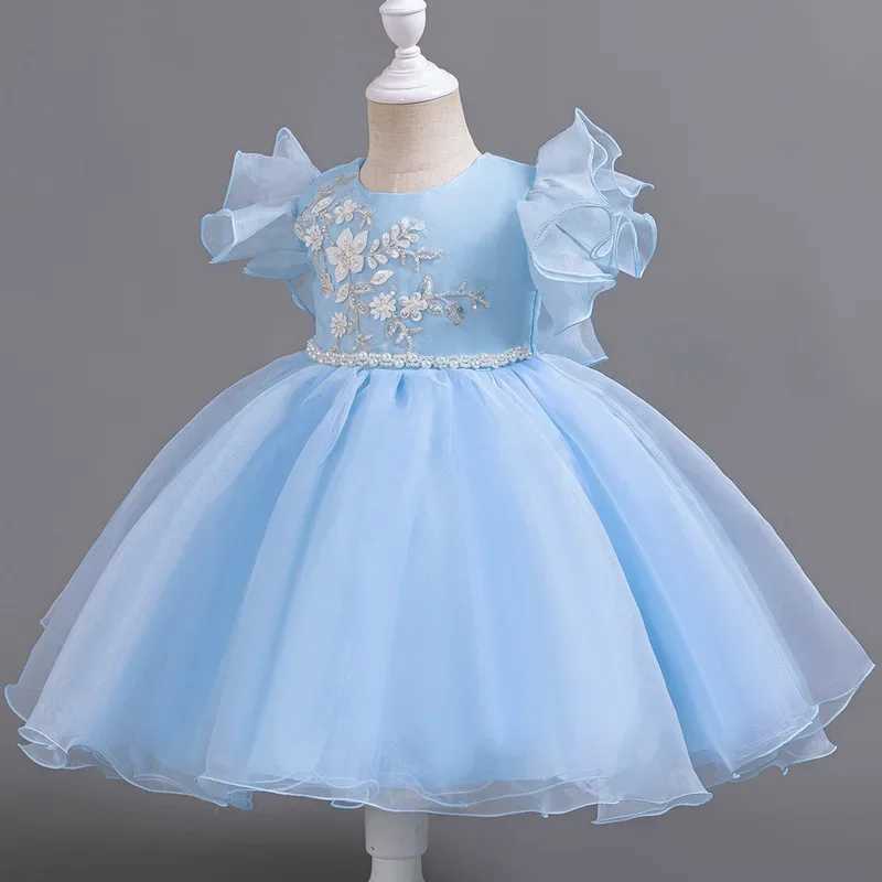 Fashionable floral girl wedding dress lace sleeveless childrens princess dress summer childrens bridesmaid dress 2-10 years old W250111