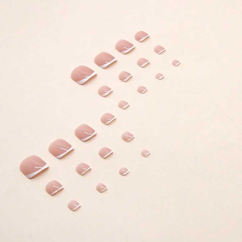White French Press on Nails Fake Nails Tips with Sticker False Toenail Design Butterfly Lovely Girl False ToenailXJ250110
